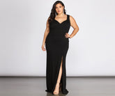 Plus Kaitlyn Formal High Slit Dresses